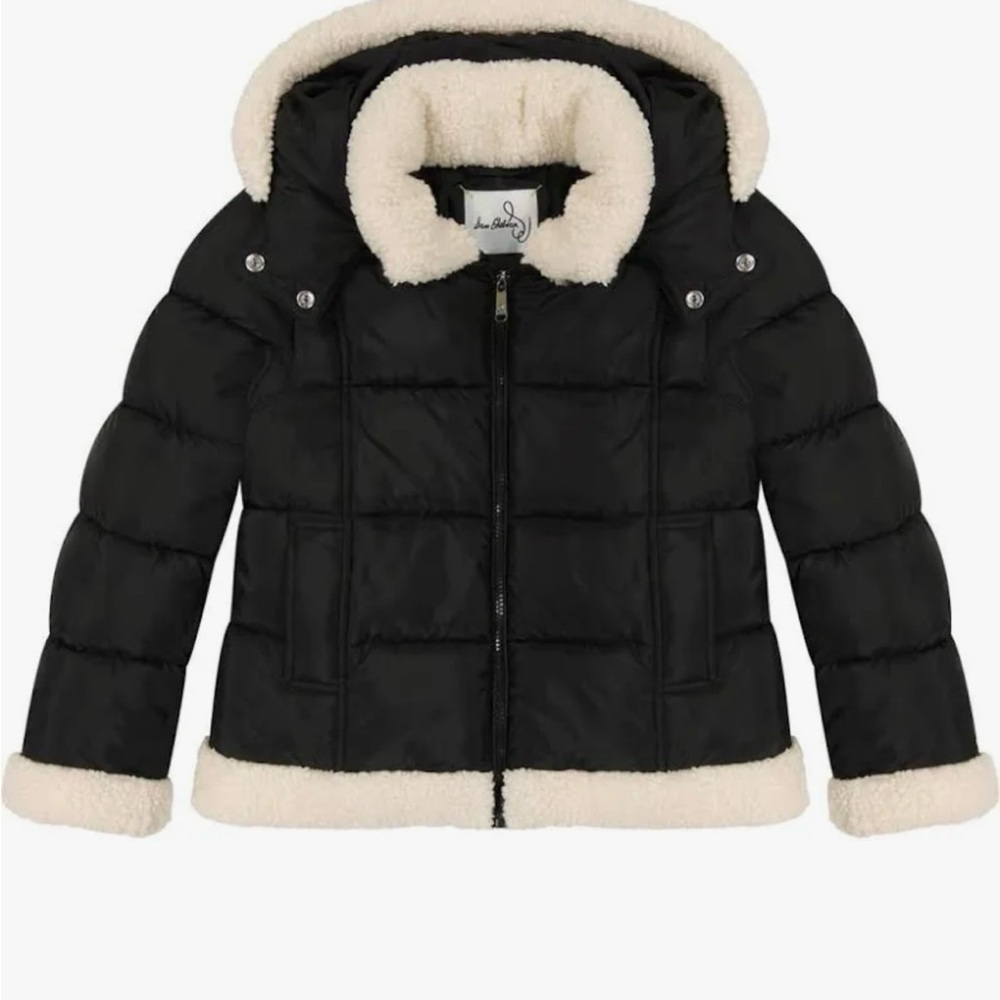 Sam Edelman Black Puffer Jacket with Cream Accents 7/8 kids